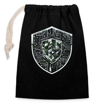 Digital Shield Protocol - Closable cotton gift bag (14x20cm) - black - Front