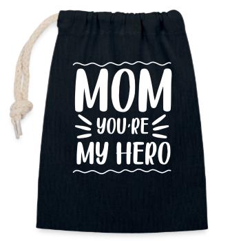 Mom you re my hero - Closable cotton gift bag (14x20cm) - navy - Front