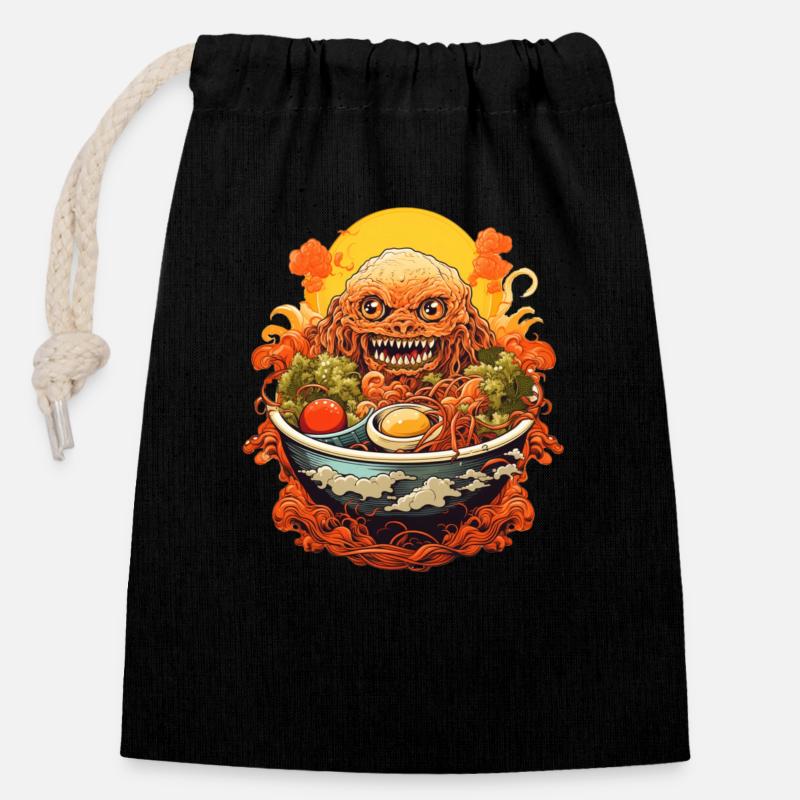 Ramen Monster - Closable cotton gift bag (14x20cm) - black