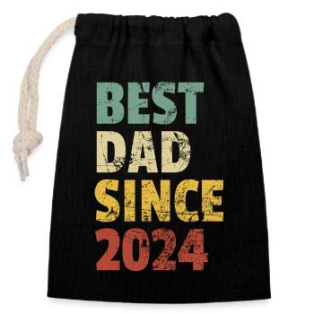 Best Dad Since 2024 Funny Father's Day Birthday - Closable cotton gift bag (14x20cm) - black - Front