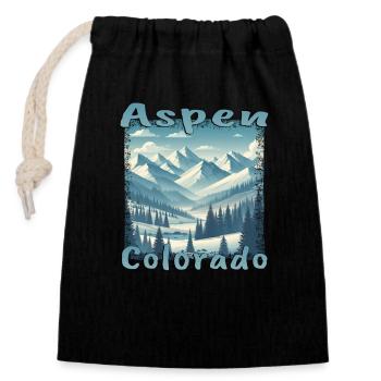 Aspen Winter Ski Snowboard Vacation Grunge - Closable cotton gift bag (14x20cm) - black - Front