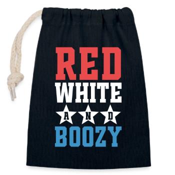 Rot, Weiß und Alkoholisch - Verschließbarer Geschenkbeutel aus Baumwolle (14x20cm) - Navy - Vorne