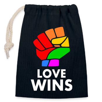 Love wins - Verschließbarer Geschenkbeutel aus Baumwolle (14x20cm) - Navy - Vorne