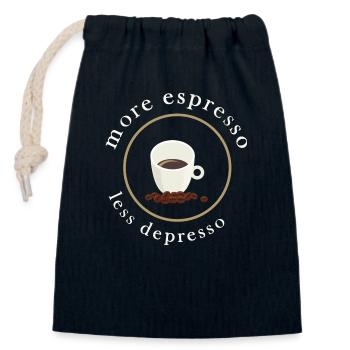 Espresso Kaffee Muntermacher Kaffeetasse - Verschließbarer Geschenkbeutel aus Baumwolle (14x20cm) - Navy - Vorne
