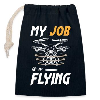 Drone My Job is a Flying - Closable cotton gift bag (14x20cm) - navy - Front