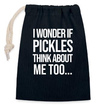 I Wonder If PIZZA Thinks About Me Too... - Closable cotton gift bag (14x20cm) - navy - Front