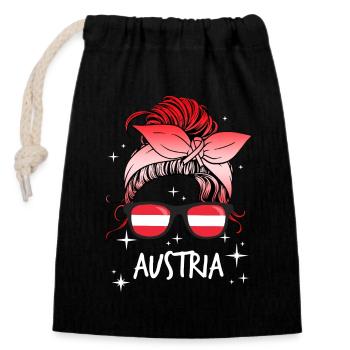 Autriche - Sac cadeau en coton avec cordon (14 x 20 cm) - noir - Devant
