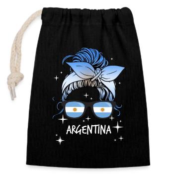 Argentinien - Verschließbarer Geschenkbeutel aus Baumwolle (14x20cm) - Schwarz - Vorne