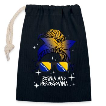 Bosnia and Herzegovina - Closable cotton gift bag (14x20cm) - navy - Front