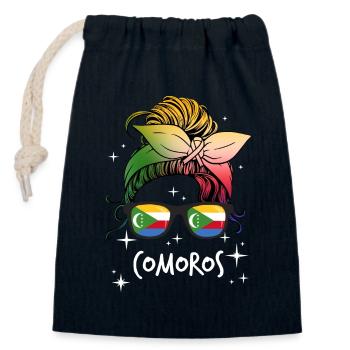 Comoros - Closable cotton gift bag (14x20cm) - navy - Front