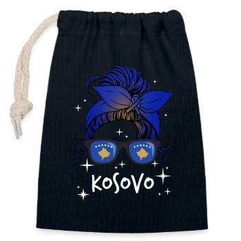 Kosovo - Closable cotton gift bag (14x20cm) - navy - Front