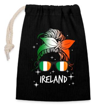 Irland - Verschließbarer Geschenkbeutel aus Baumwolle (14x20cm) - Schwarz - Vorne