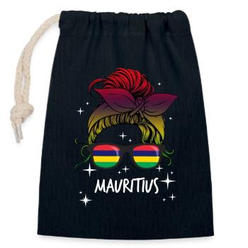 Mauritius - Closable cotton gift bag (14x20cm) - navy - Front