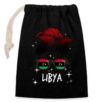Libyen - Verschließbarer Geschenkbeutel aus Baumwolle (14x20cm) - Schwarz - Vorne