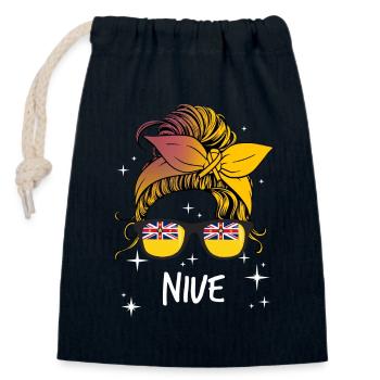 Niue - Closable cotton gift bag (14x20cm) - navy - Front