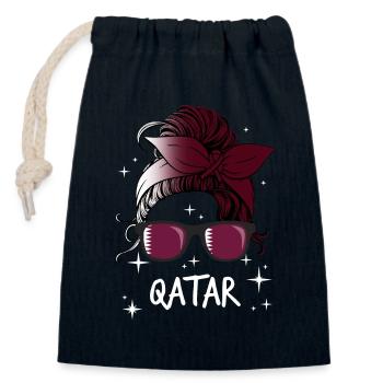 Qatar - Closable cotton gift bag (14x20cm) - navy - Front