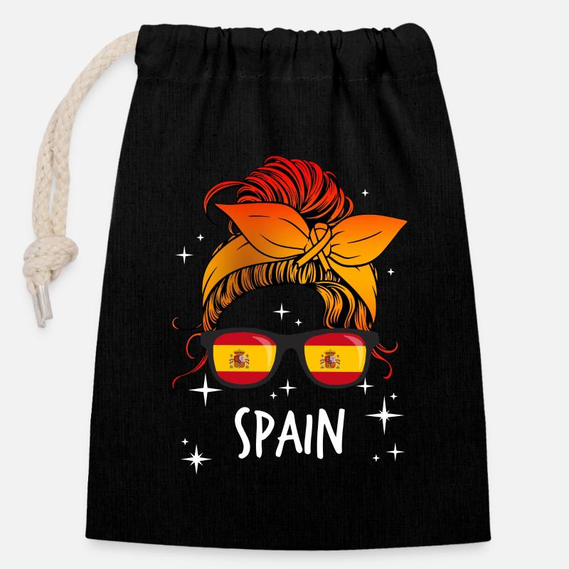 Espagne - Sac cadeau en coton avec cordon (14 x 20 cm) - noir