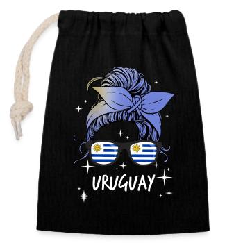Uruguay - Verschließbarer Geschenkbeutel aus Baumwolle (14x20cm) - Schwarz - Vorne