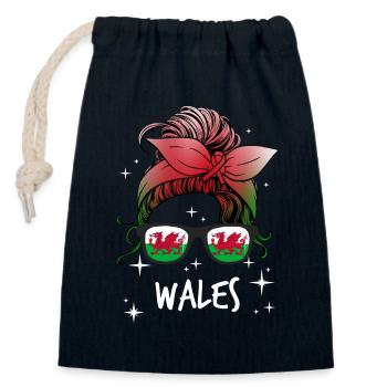 Wales - Closable cotton gift bag (14x20cm) - navy - Front