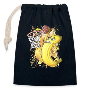 Funny Banana Basketball Player Slam Dunk Jump - Closable cotton gift bag (14x20cm) - navy - Front