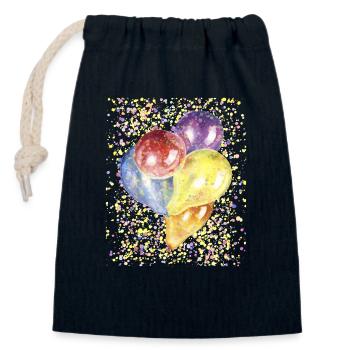 Birthday Balloons Carnival Confetti Watercolor - Closable cotton gift bag (14x20cm) - navy - Front