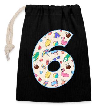 HOLIDAY NUMBER 6 YEARS SUMMER 6TH BIRTHDAY - Closable cotton gift bag (14x20cm) - black - Front