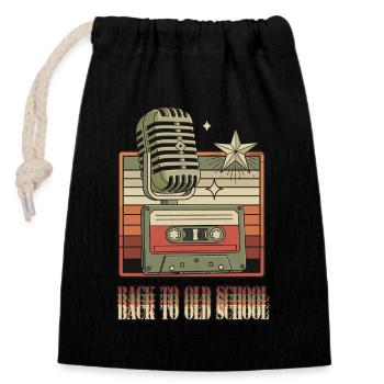 Back to Old School - Closable cotton gift bag (14x20cm) - black - Front