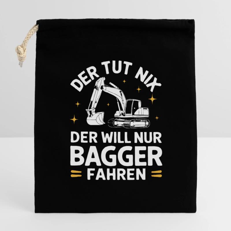 Excavator Driver Construction Worker Construction Site Construction Machine Closable cotton gift bag (14x20cm)