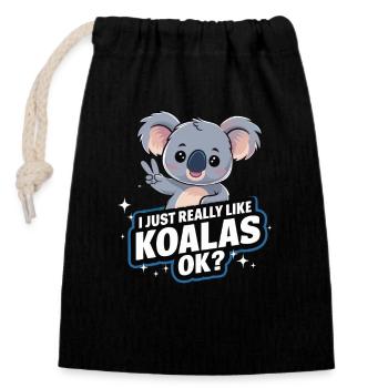 Koala Koala Koala Bear Animal - Closable cotton gift bag (14x20cm) - black - Front
