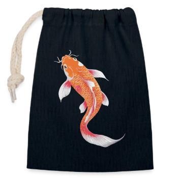 Koi Poisson Carpe Japon Chine Poisson - Sac cadeau en coton avec cordon (14 x 20 cm) - bleu marine - Devant