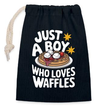Waffles Breakfast Sweets - Closable cotton gift bag (14x20cm) - navy - Front
