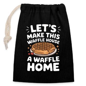 Waffles Breakfast Sweets - Closable cotton gift bag (14x20cm) - black - Front