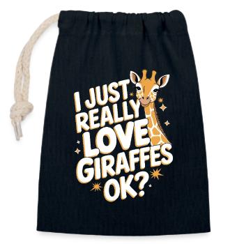Giraffe Animal Africa Giraffes - Closable cotton gift bag (14x20cm) - navy - Front