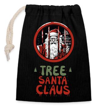 Free Santa Claus! - Or is it hanging in the tree? - Closable cotton gift bag (14x20cm) - black - Front