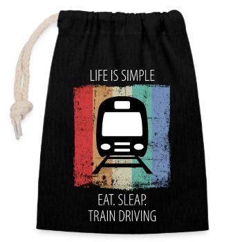 Train Railway Railroad Worker Trains Train Driver - Closable cotton gift bag (14x20cm) - black - Front