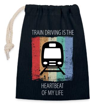 Train Railway Railroad Worker Trains Train Driver - Closable cotton gift bag (14x20cm) - navy - Front