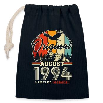 Août 1994 Vintage Rétro Anniversaire Vintage - Sac cadeau en coton avec cordon (14 x 20 cm) - bleu marine - Devant