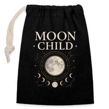 Moon Child – Chemise spirituelle mystique avec Mon - Sac cadeau en coton avec cordon (14 x 20 cm) - noir - Devant