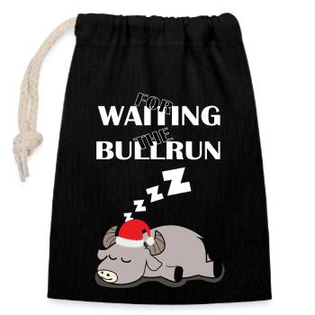 Waiting for the bullrun christmas gift - Sac cadeau en coton avec cordon (14 x 20 cm) - noir - Devant