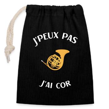 Cor humour cor cuivre fanfare homme femme - Sac cadeau en coton avec cordon (14 x 20 cm) - noir - Devant