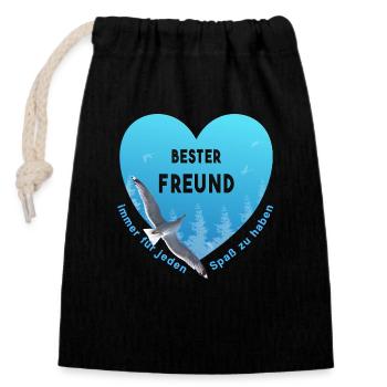 Meilleur ami - Sac cadeau en coton avec cordon (14 x 20 cm) - noir - Devant