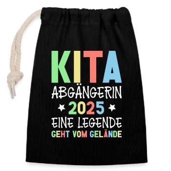 Kita Abgänger 2025 Letzter Tag Im Kindergarten - Verschließbarer Geschenkbeutel aus Baumwolle (14x20cm) - Schwarz - Vorne