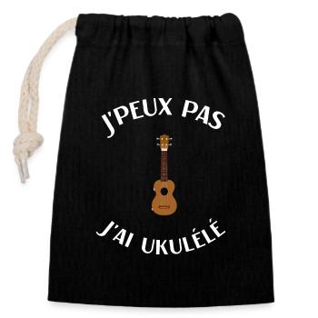 Ukulélé humour homme femme - Sac cadeau en coton avec cordon (14 x 20 cm) - noir - Devant