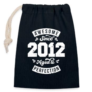 Millésime 2012 anniversaire - rétro 2012 - Sac cadeau en coton avec cordon (14 x 20 cm) - bleu marine - Devant