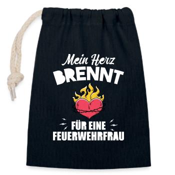 Mein Herz brennt für eine Feuerwehrfrau - Verschließbarer Geschenkbeutel aus Baumwolle (14x20cm) - Navy - Vorne
