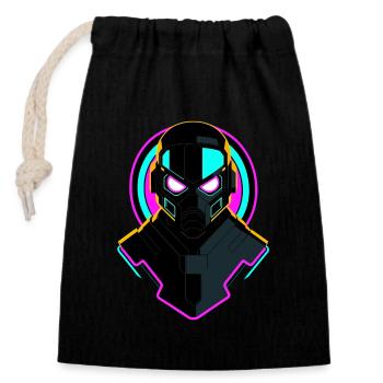 Neon Robot - Closable cotton gift bag (14x20cm) - black - Front