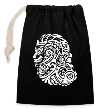 Récits culturels de tatouage dans le style maori - Sac cadeau en coton avec cordon (14 x 20 cm) - noir - Devant