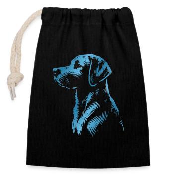 Labrador Zeichnung Kopf blau - Verschließbarer Geschenkbeutel aus Baumwolle (14x20cm) - Schwarz - Vorne