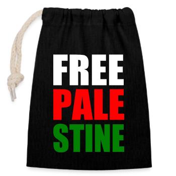 Free palestine - Closable cotton gift bag (14x20cm) - black - Front