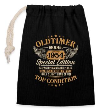 Oldtimer 1954 Jahrgang geboren Geburtstag Geschenk - Verschließbarer Geschenkbeutel aus Baumwolle (14x20cm) - Schwarz - Vorne